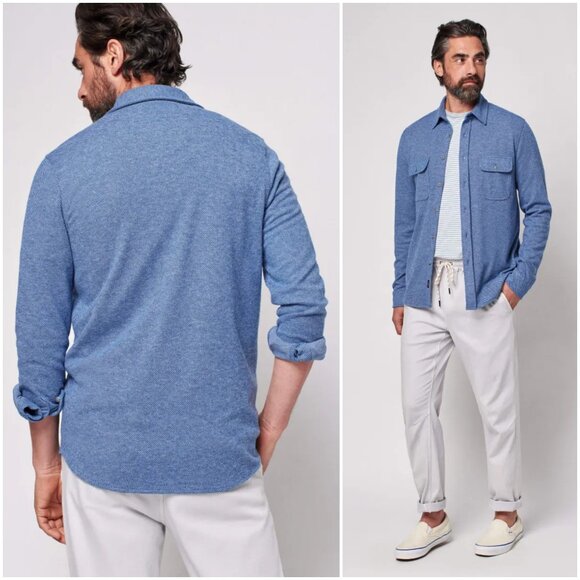 Faherty Legend Sweater Shirt Washed Blue Twill size M medium button up flannel - Picture 3 of 10